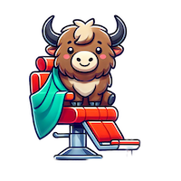 A yak in a barber's chair